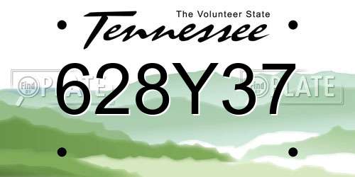 628Y37 Tennessee License Plate