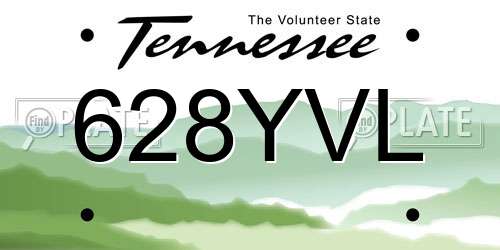 628YVL Tennessee License Plate