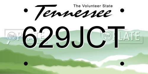 629JCT Tennessee License Plate