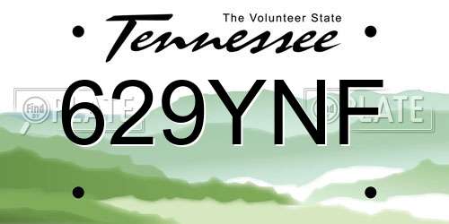 629YNF Tennessee License Plate