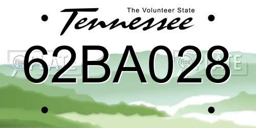 62BA028 Tennessee License Plate