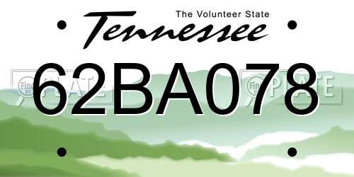 62BA078 Tennessee License Plate