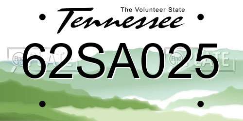 62SA025 Tennessee License Plate