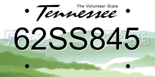 62SS845 Tennessee License Plate