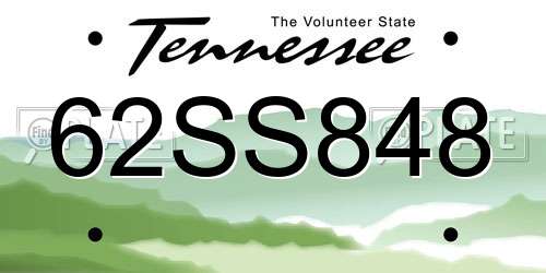 62SS848 Tennessee License Plate