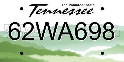 62WA698 Tennessee License Plate