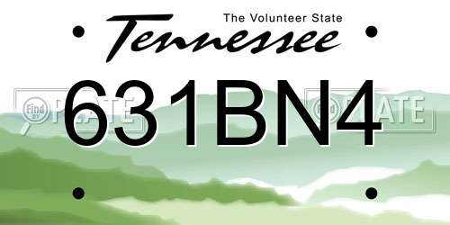 631BN4 Tennessee License Plate