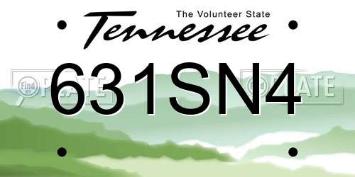 631SN4 Tennessee License Plate