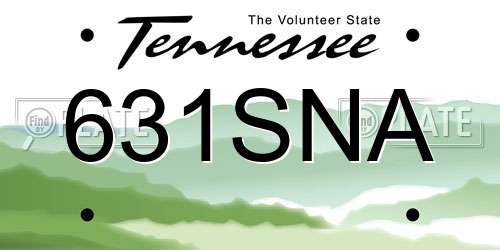 631SNA Tennessee License Plate