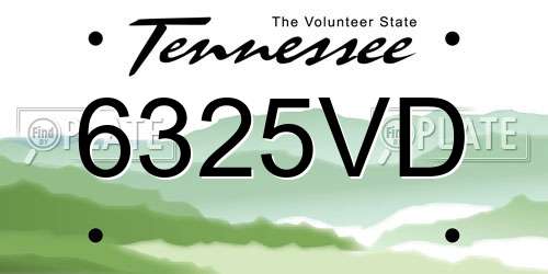6325VD Tennessee License Plate