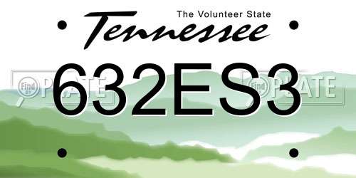 632ES3 Tennessee License Plate