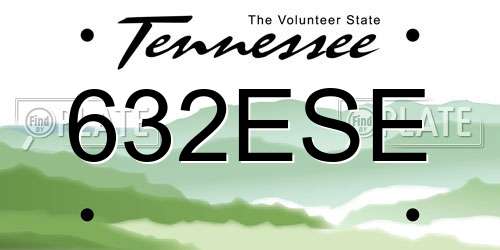 632ESE Tennessee License Plate