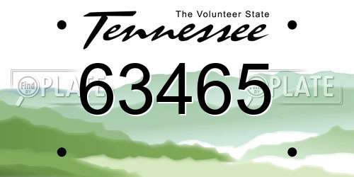 63465 Tennessee License Plate