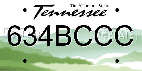 634BCCC Tennessee License Plate