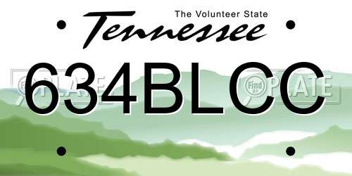 634BLCC Tennessee License Plate
