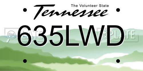635LWD Tennessee License Plate
