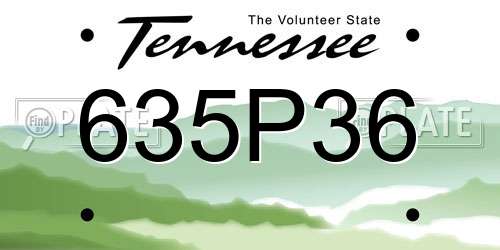 635P36 Tennessee License Plate