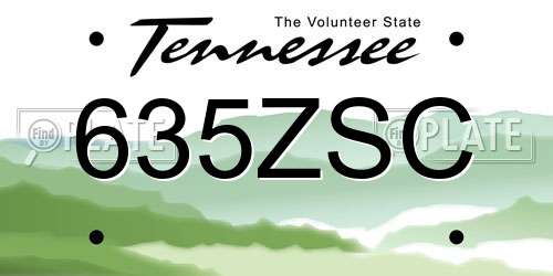 635ZSC Tennessee License Plate