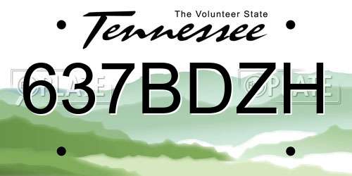 637BDZH Tennessee License Plate