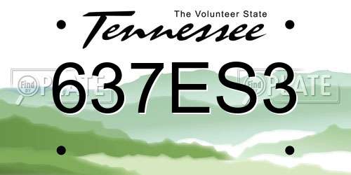 637ES3 Tennessee License Plate