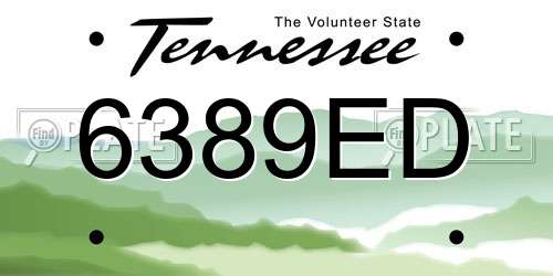 6389ED Tennessee License Plate