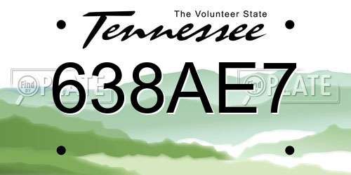 638AE7 Tennessee License Plate