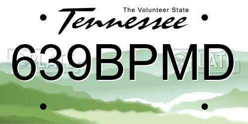 639BPMD Tennessee License Plate