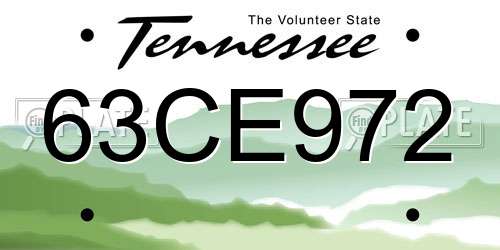 63CE972 Tennessee License Plate