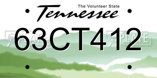 63CT412 Tennessee License Plate