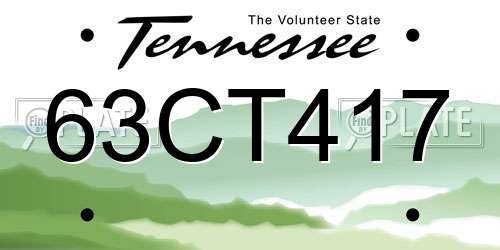 63CT417 Tennessee License Plate