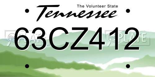 63CZ412 Tennessee License Plate