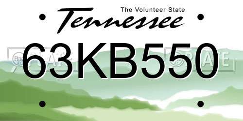 63KB550 Tennessee License Plate