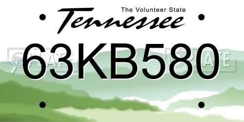 63KB580 Tennessee License Plate