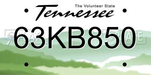63KB850 Tennessee License Plate