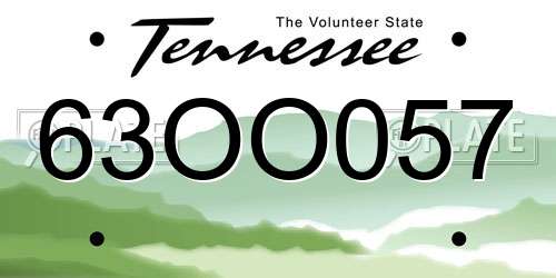 63OO057 Tennessee License Plate
