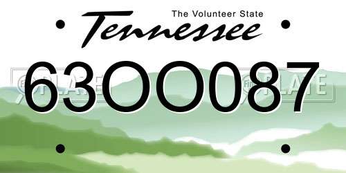 63OO087 Tennessee License Plate