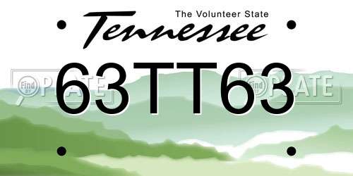 63TT63 Tennessee License Plate