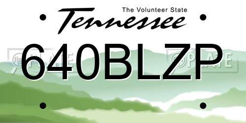 640BLZP Tennessee License Plate