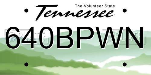640BPWN Tennessee License Plate