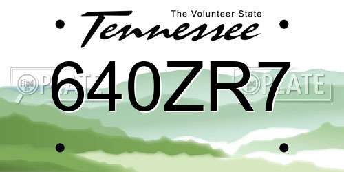 640ZR7 Tennessee License Plate