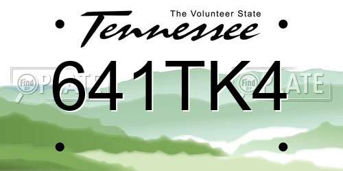 641TK4 Tennessee License Plate