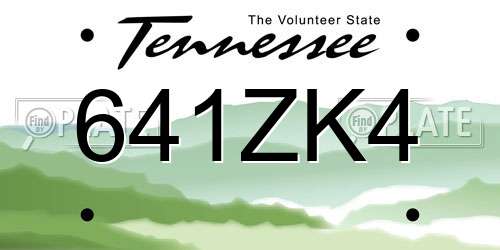 641ZK4 Tennessee License Plate