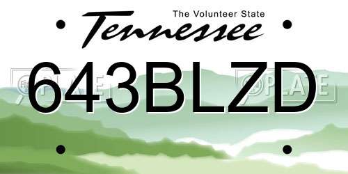 643BLZD Tennessee License Plate