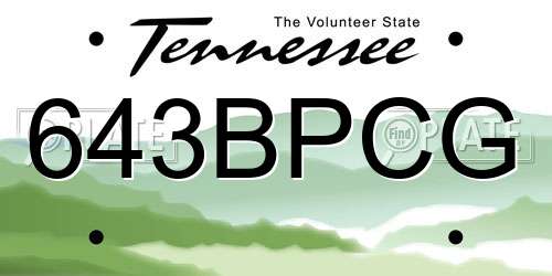 643BPCG Tennessee License Plate