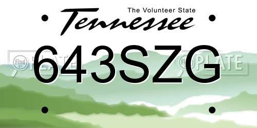 643SZG Tennessee License Plate
