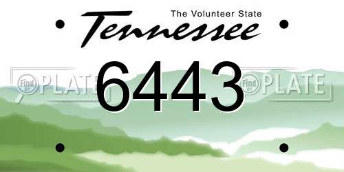 6443 Tennessee License Plate