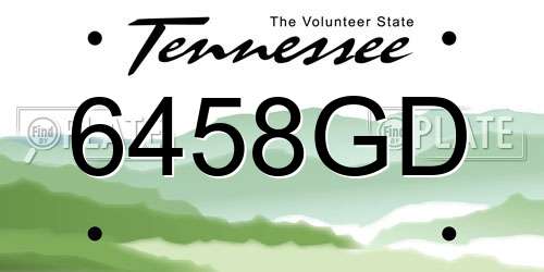 6458GD Tennessee License Plate