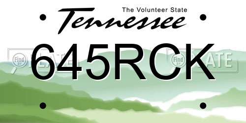 645RCK Tennessee License Plate