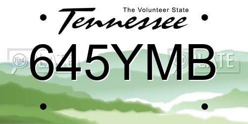 645YMB Tennessee License Plate