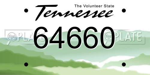 64660 Tennessee License Plate